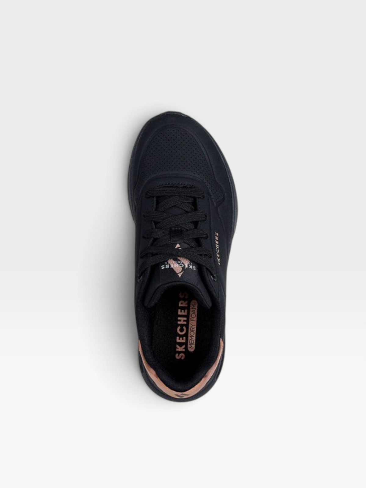 Tenis oklahoma Skechers Embossed Dural para mujer en color negro con detalles en tono cobre y plantilla acolchada