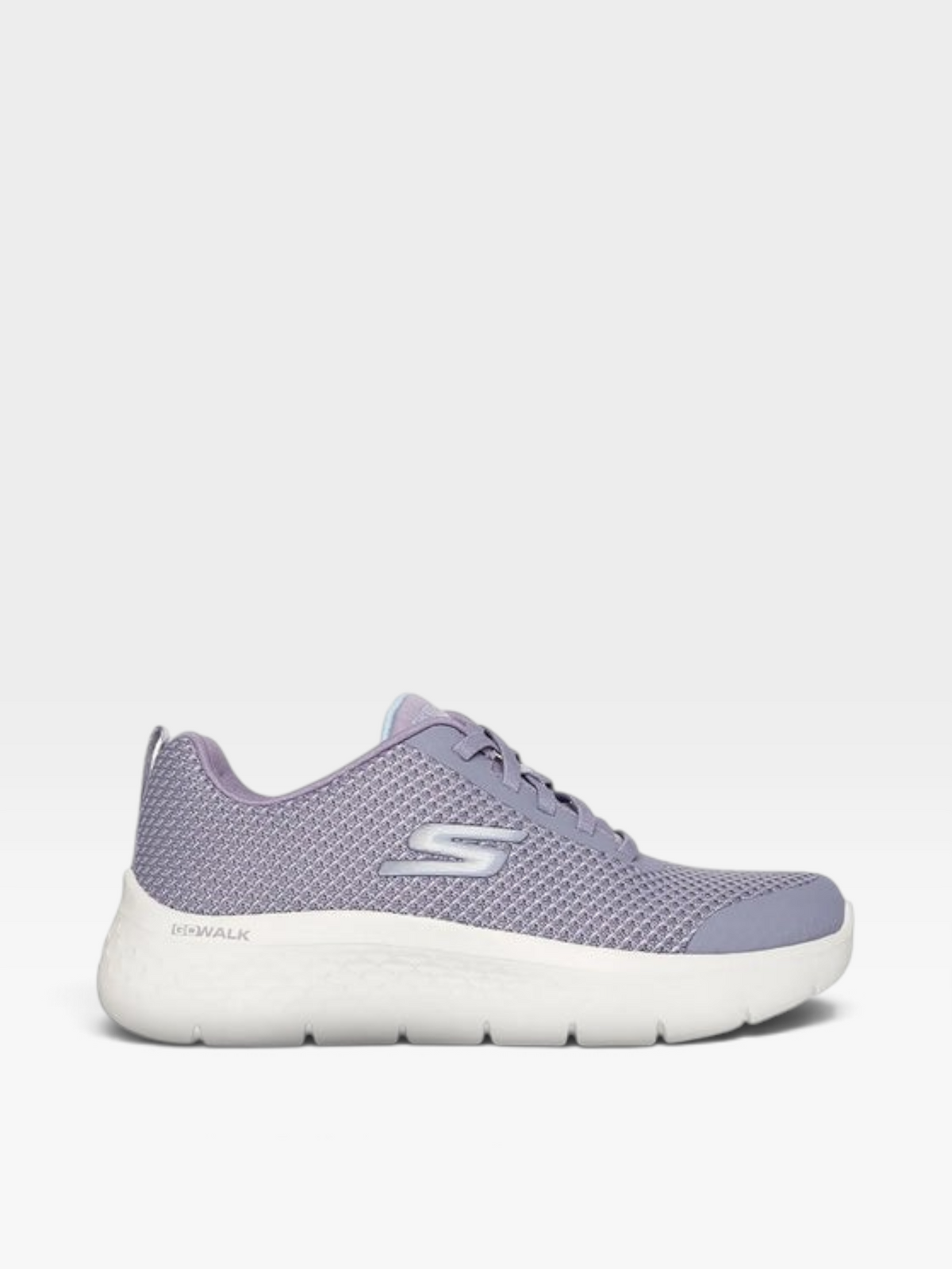 Tenis Skechers oklahoma para mujer en color lavanda con malla transpirable y suela blanca flexible