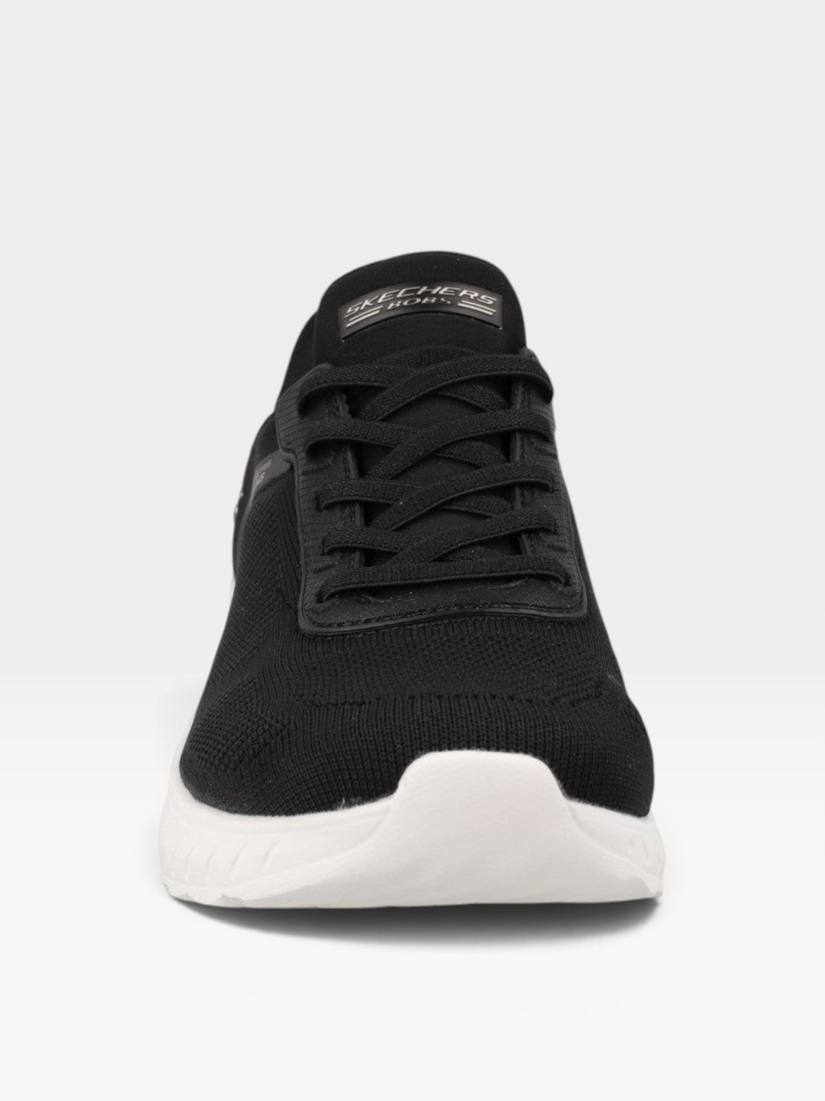 Tenis oklahoma Skechers para mujer en tejido knit negro con suela blanca ultraligera y plantilla Memory Foam