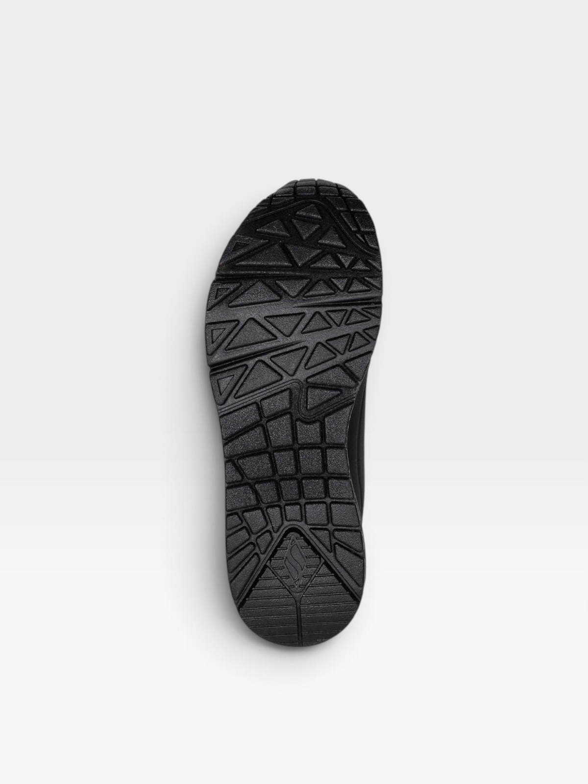 Suela de caucho negra de tenis Skechers D'Lites para mujer con patrón de tracción, vista desde oklahoma