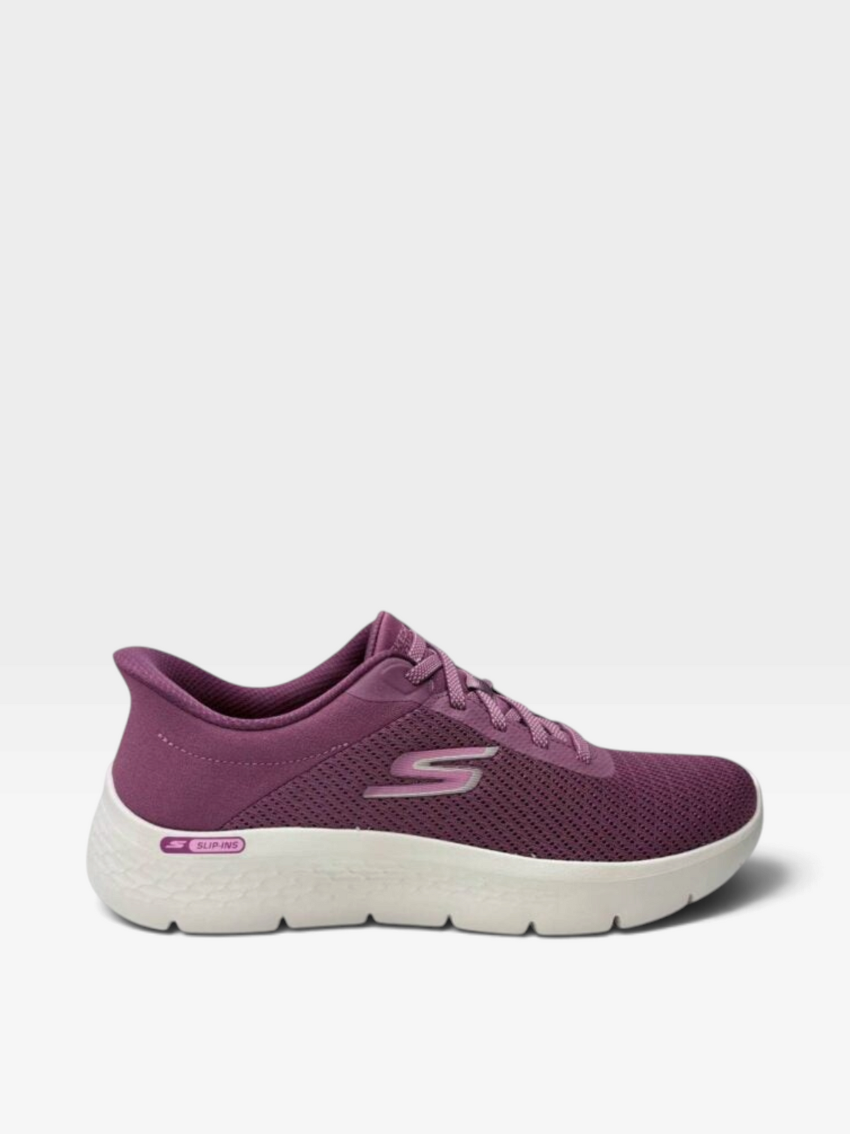 Zapatillas Skechers Go Walk Flex moradas de mujer con tecnología Slip-ins y suela blanca flexible de oklahoma