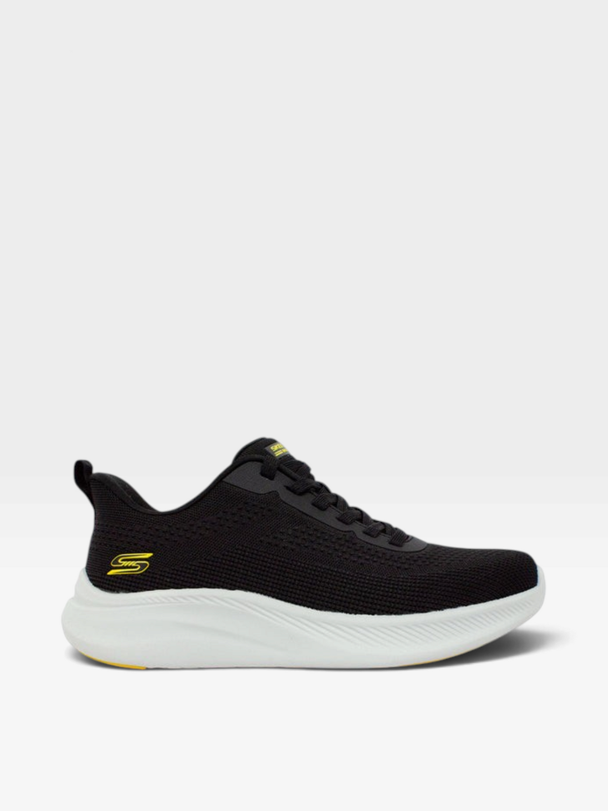 Tenis Skechers Bobs Moda Flex negros para hombre con suela blanca y plantilla Memory Foam, disponibles en oklahoma