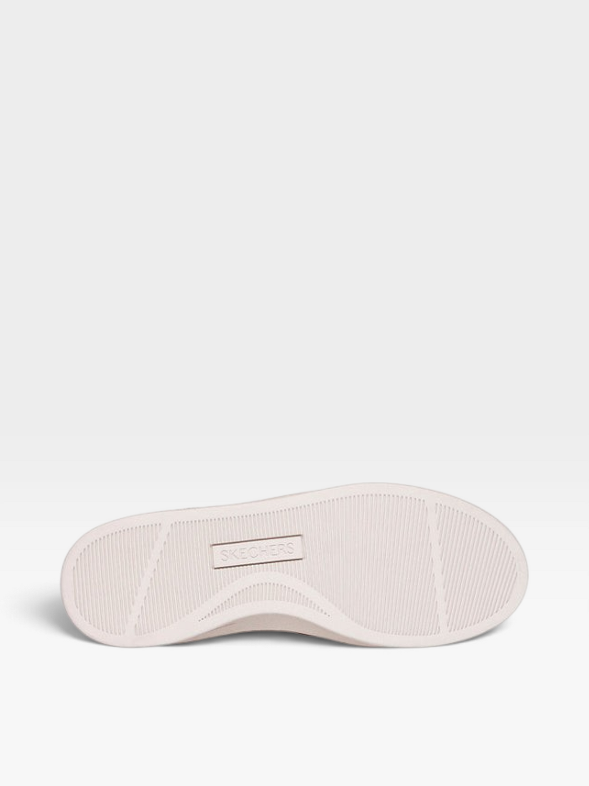 Suela de goma antideslizante de tenis Skechers para mujer en color claro, vista inferior de oklahoma
