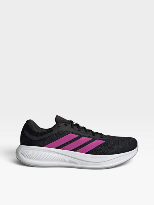Tenis de running oklahoma Adidas Response Runner 2 para mujer en color negro con franjas laterales fucsia