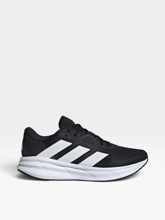 Tenis de running oklahoma Adidas Galaxy 7 negros con franjas blancas y amortiguación Cloudfoam para hombre